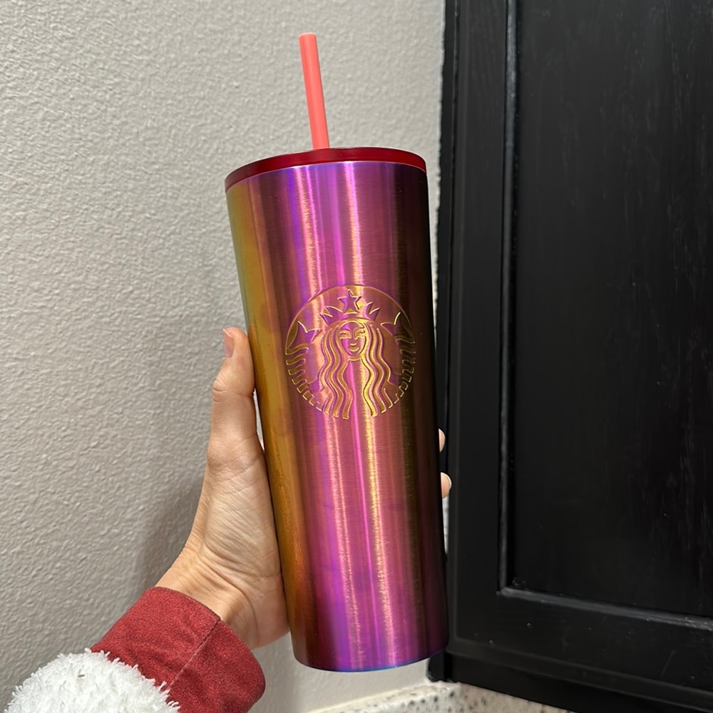 Pink Oil Slick Stainless Steel Venti Starbucks Tumbler